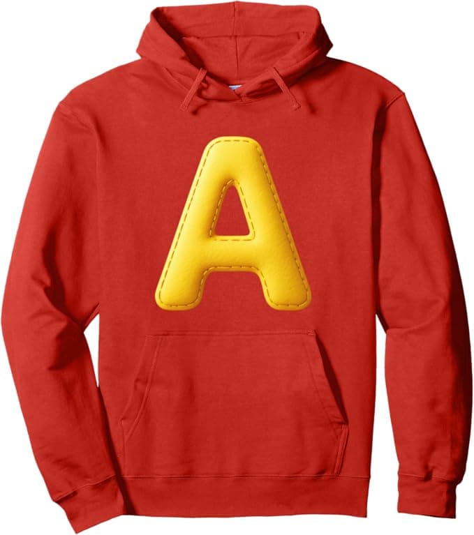 Big Yellow Letter "A" Halloween Costume Red Pullover Hoodie